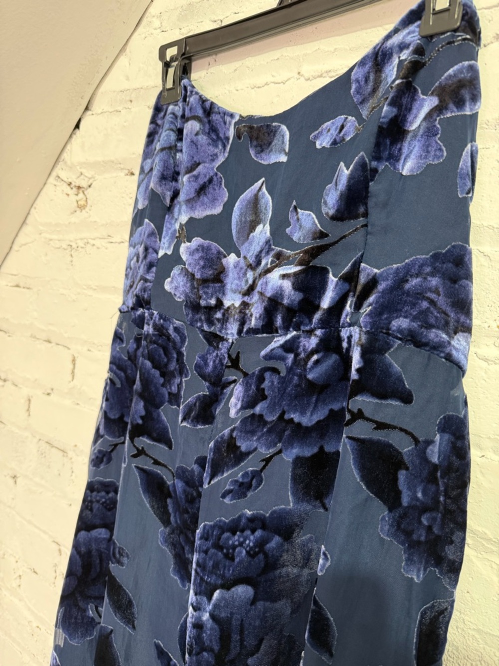 Hutch Sonnie Wide Leg Jumpsuit Floral Blue Velvet Formal Strapless Corset Sz 16 - Picture 5 of 11